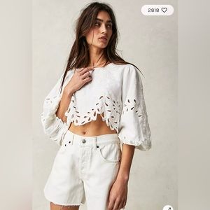 NWOT Free People Oleander Top in White